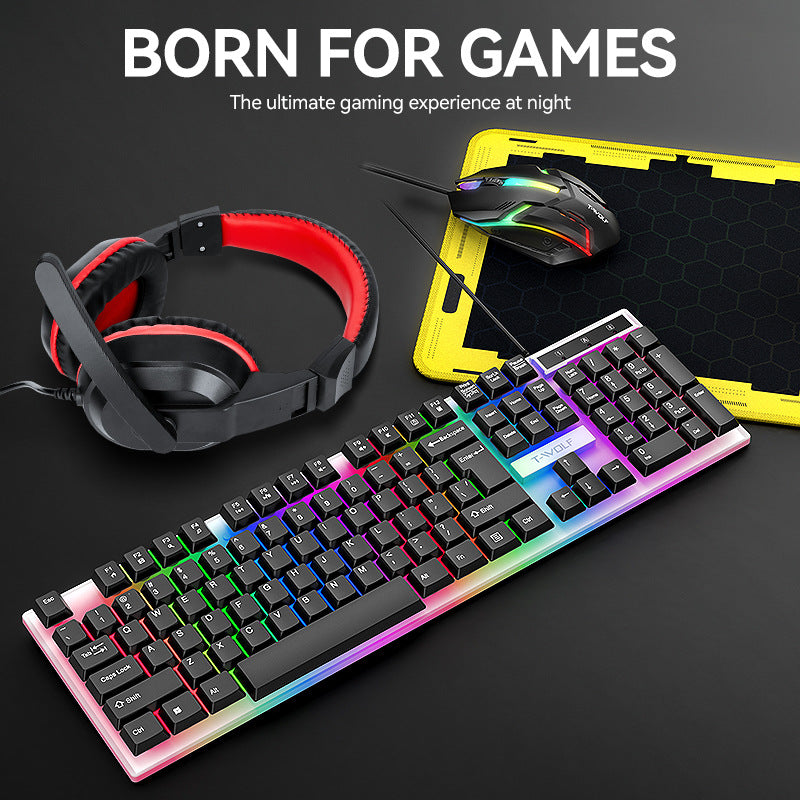T-Wolf TF240 Gaming Keyboard Headphones & Mouse Set