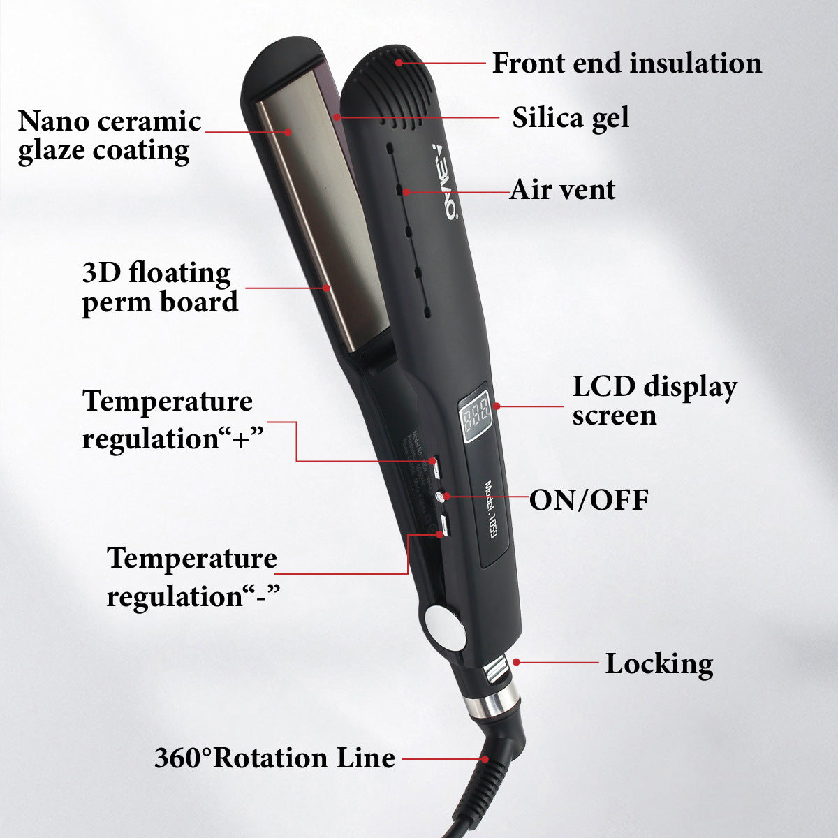 LCD Hair Straightener & Curler